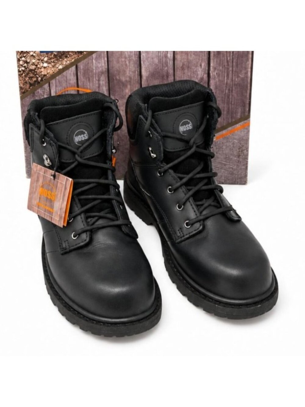 HOSS Carson 60113 Men's 8.5 D Black Leather Composite Toe EH Work Boots BIG HOSS